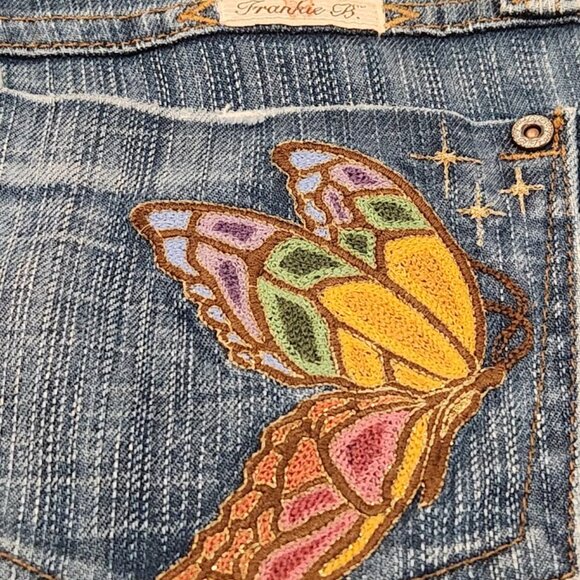Vintage Frankie B Embroidered Butterfly Pockets Jeans Size 2 - Picture 5 of 14